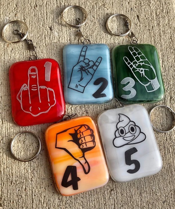 Key Chain Glass (Pyrohyzer) 2025 Hand Gestures (Buddy Set of 5) #673